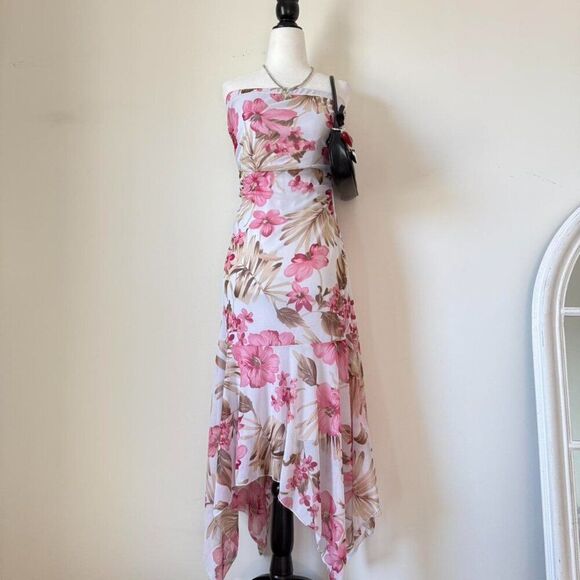 Y2K floral strapless asymmetrical coquette dress by Jessica - Picture 2 of 8